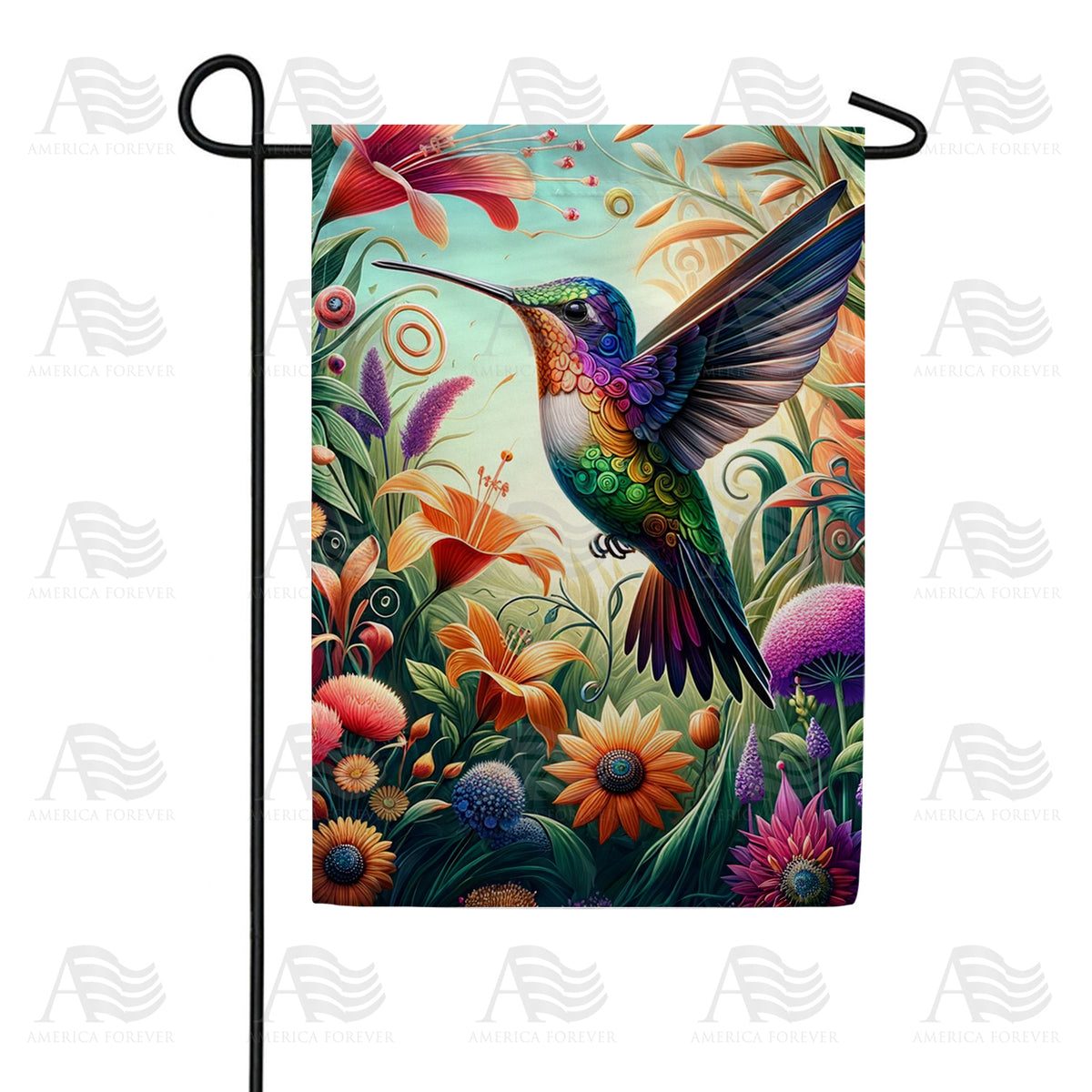 Hummingbird Floral Paradise Double Sided Garden Flag