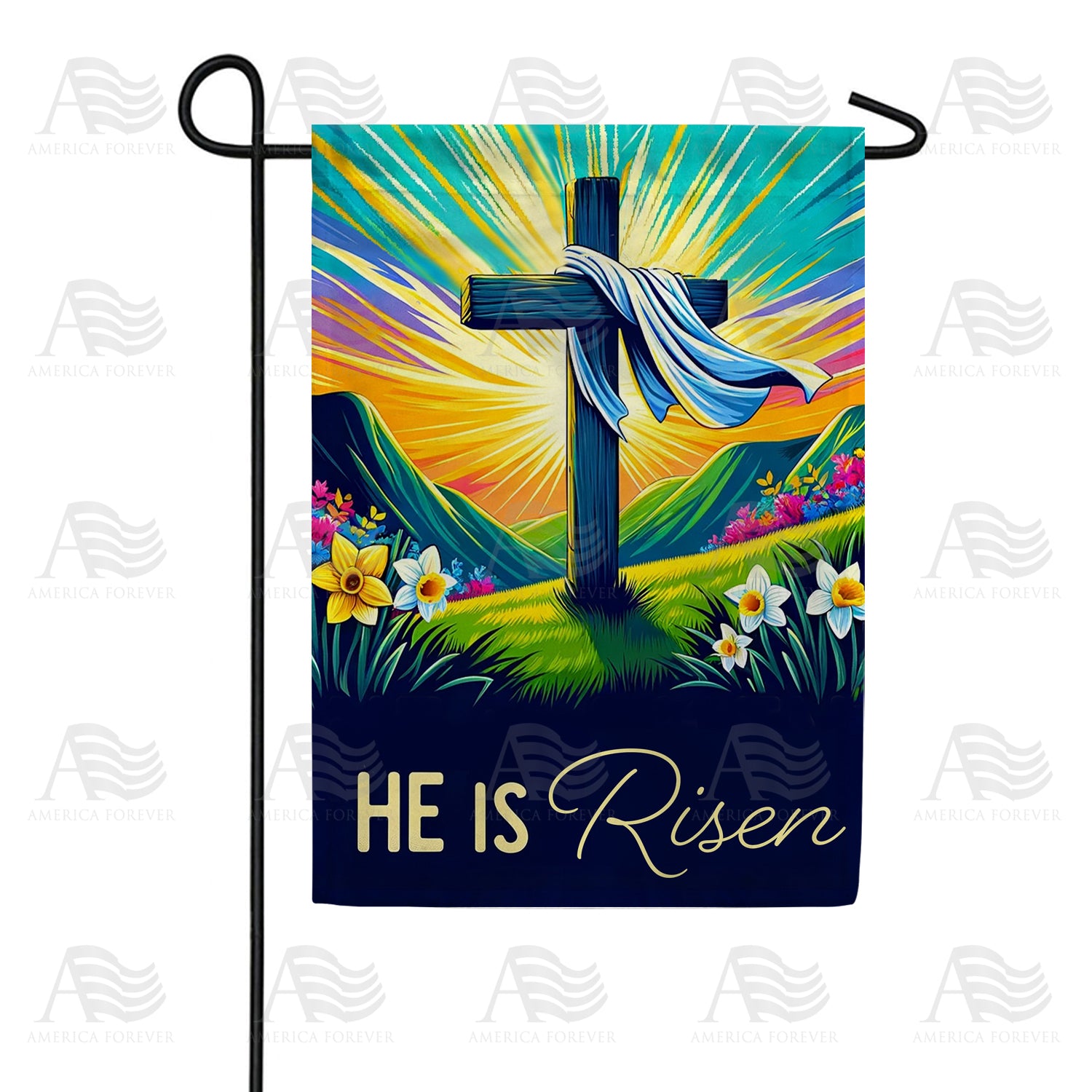 Resurrection Morning Cross Double Sided Garden Flag