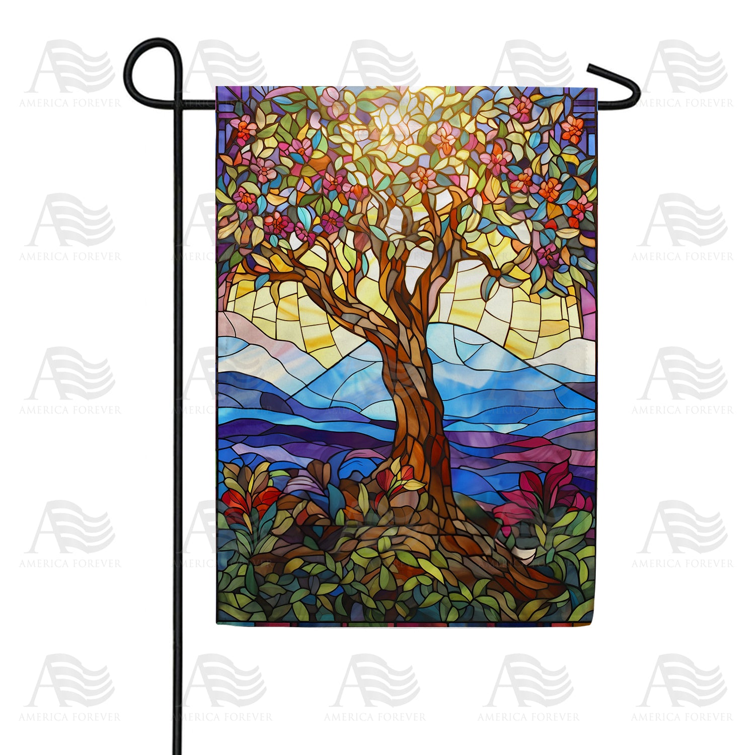 Stained Glass Tree of Life Double Sided Garden Flag