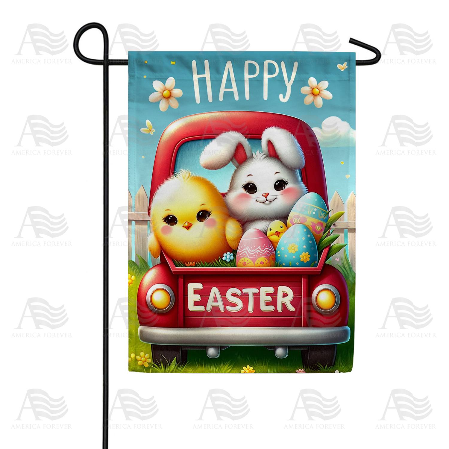 Easter Celebration with Bunny and Chick Double Sided Garden Flag