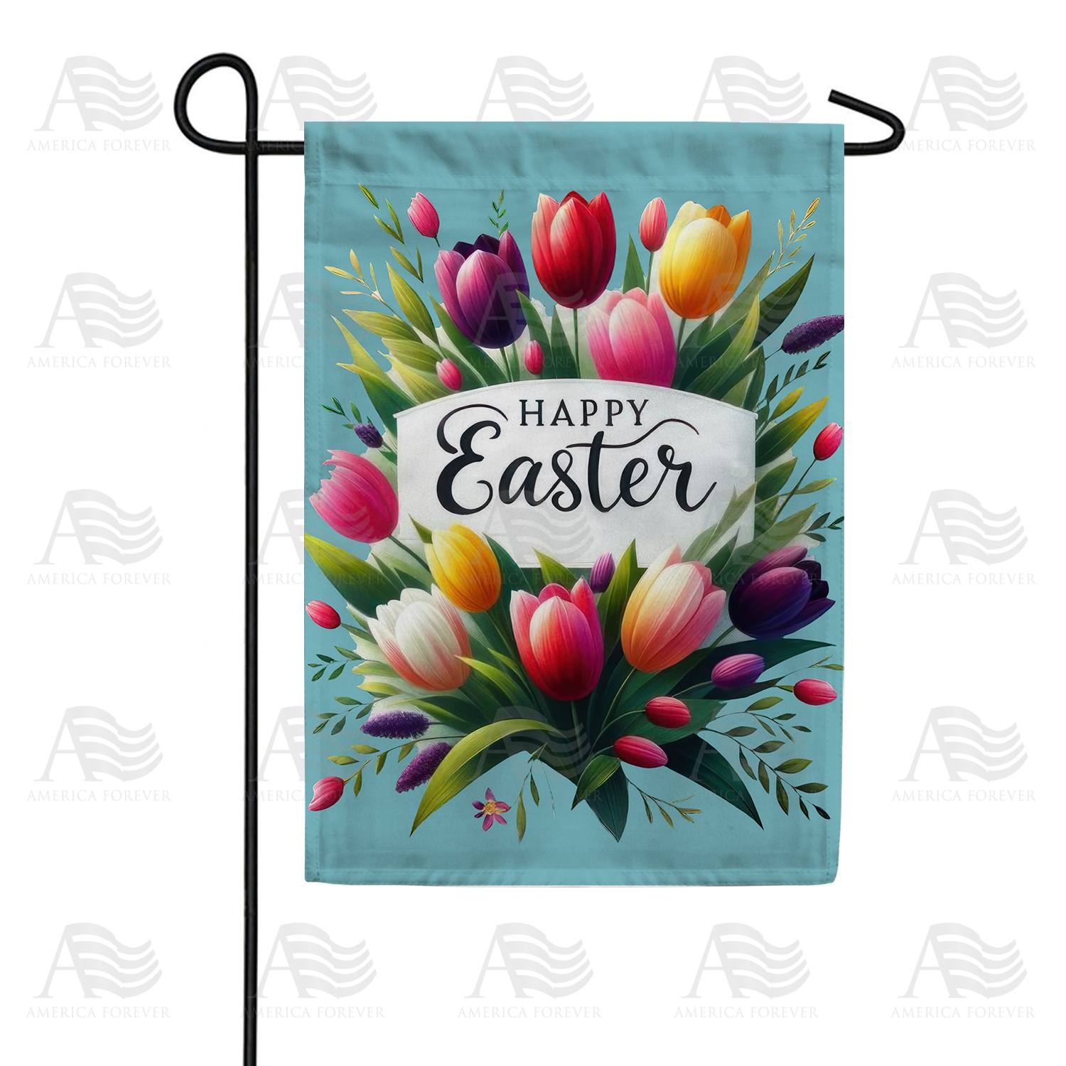 Tulip Bouquet Happy Easter Double Sided Garden Flag