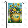Springtime Welcome Flower Pot Double Sided Garden Flag