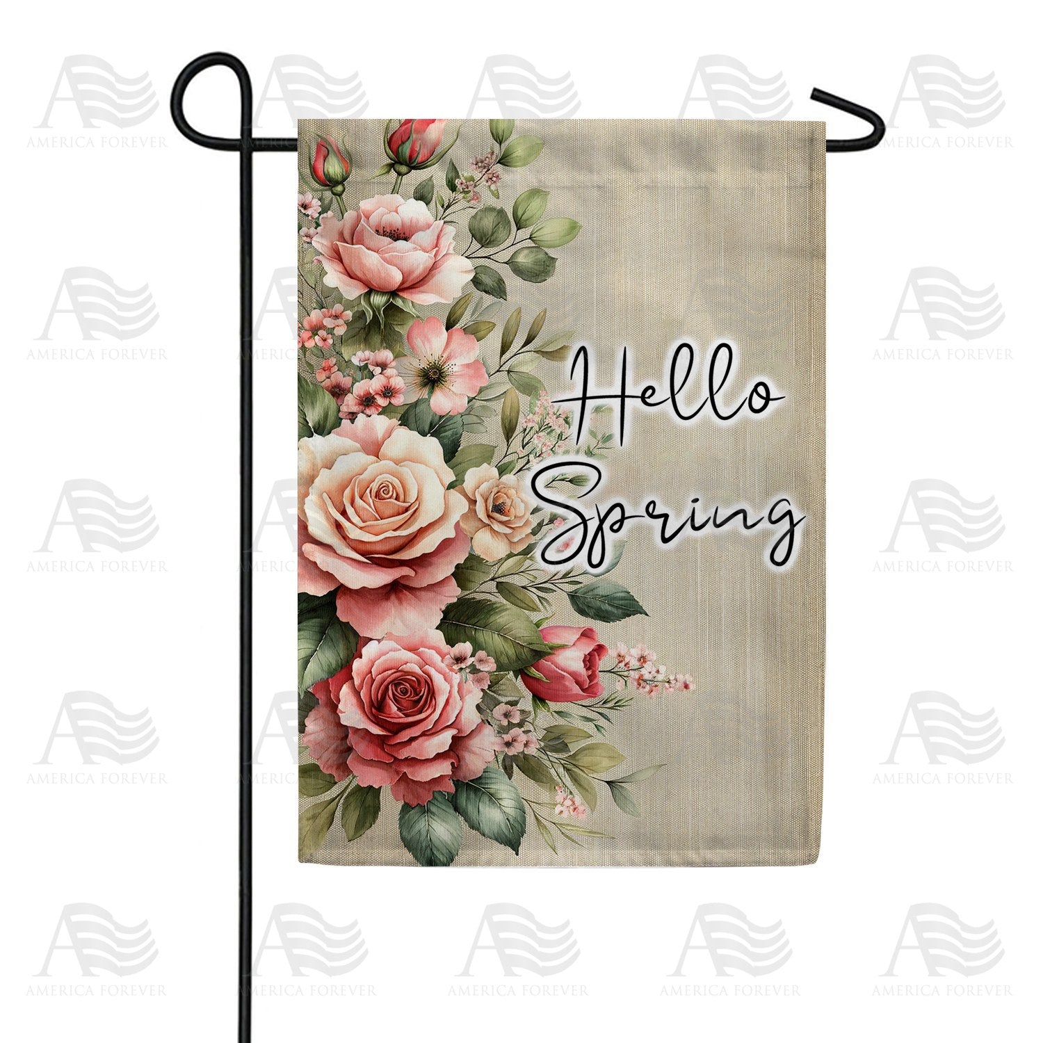 Vintage Roses Hello Spring Double Sided Garden Flag