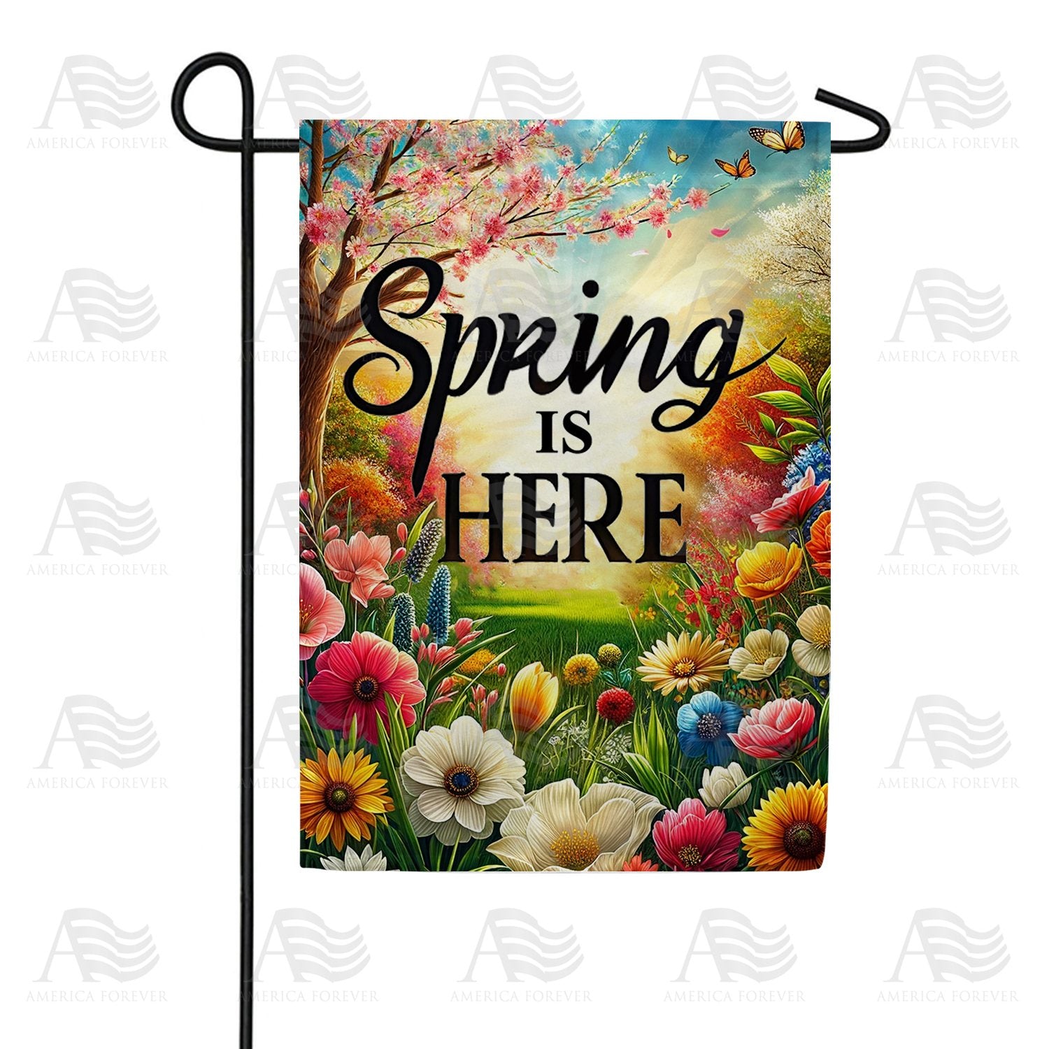 Elegant Spring Roses Greeting Double Sided Garden Flag