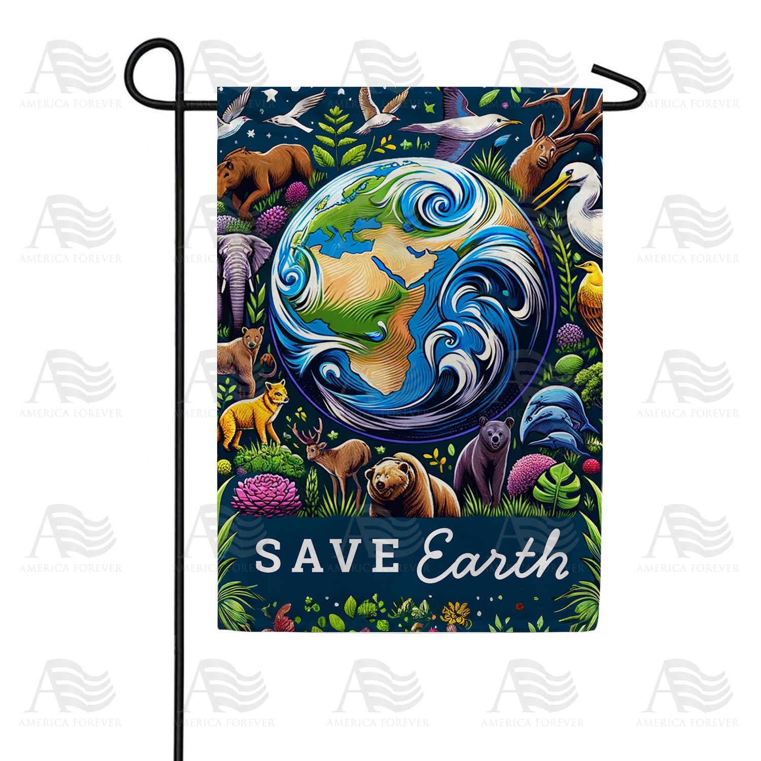 Cosmic Earth Day Celebration Double Sided Garden Flag