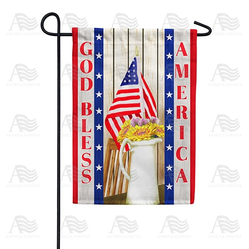 Patriotic Flower Vase Double Sided Garden Flag