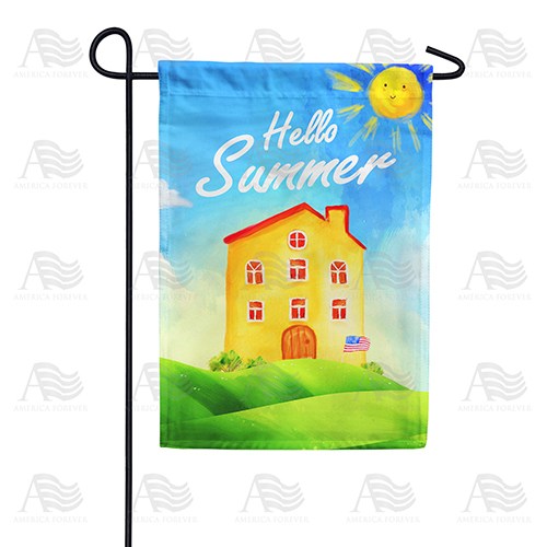 Colorful Summer House Painting Double Sided Garden Flag