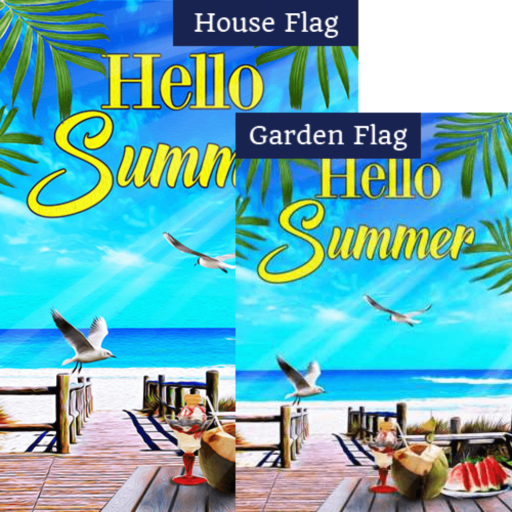 Beach Life Hello Summer Flags Set (2 Pieces)