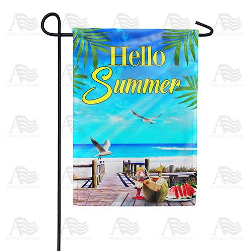 Beach Life Hello Summer Double Sided Garden Flag