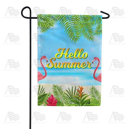 Twin Flamingo Summer Hello Double Sided Garden Flag