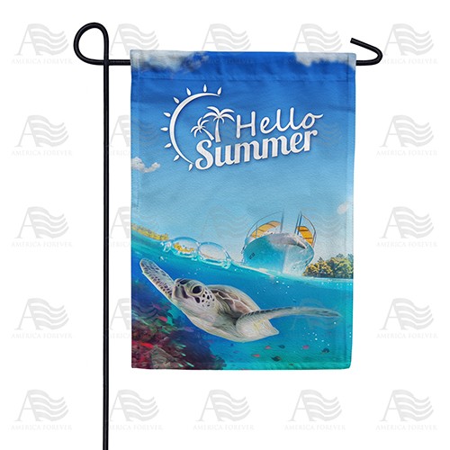 Summer Swimming Turtle Double Sided Garden Flag