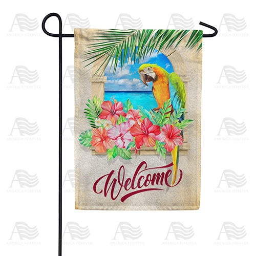 Welcome To Paradise Parrot Double Sided Garden Flag