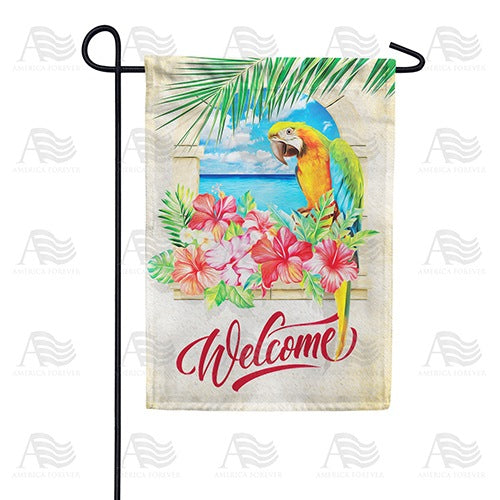 Welcome To Paradise Parrot Double Sided Garden Flag