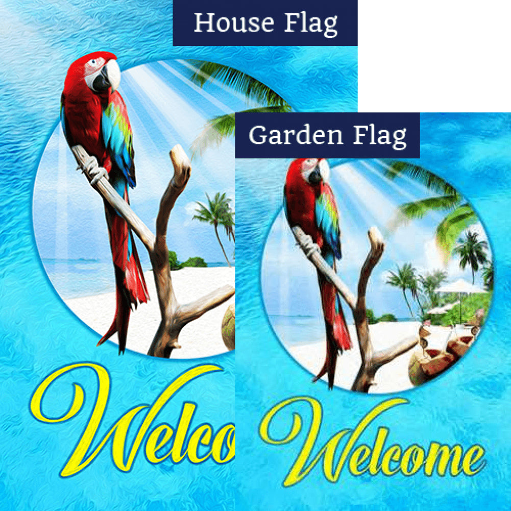 Tropical Welcome Parrot Flags Set (2 Pieces)