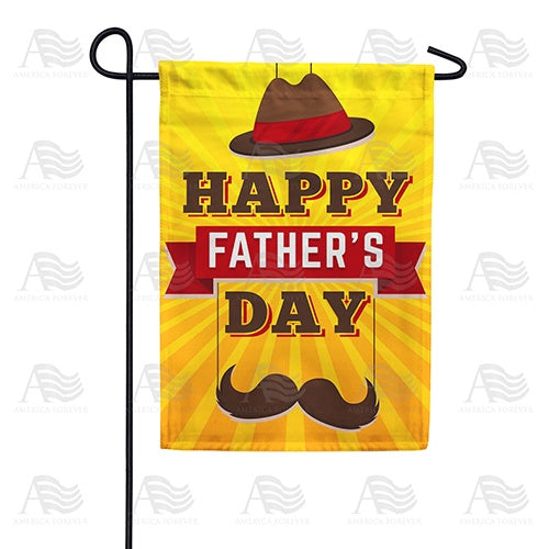 Fedora And Moustache Double Sided Garden Flag