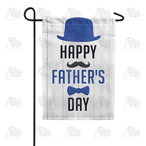 Blue Fedora And Bow Tie Double Sided Garden Flag