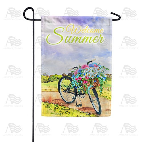 Pedaling Summer Petals Double Sided Garden Flag