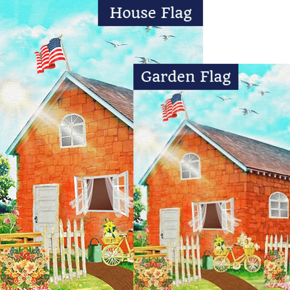 Spring Cottage Double Sided Flags Set (2 Pieces)