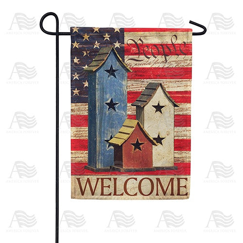 Americana Bird Houses Double Sided Garden Flag