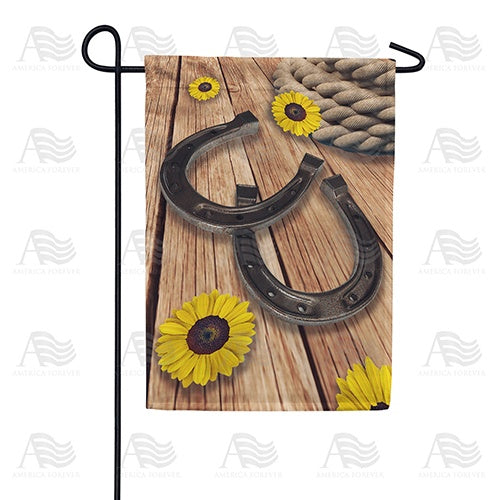 Horseshoes On Barn Floor Double Sided Garden Flag