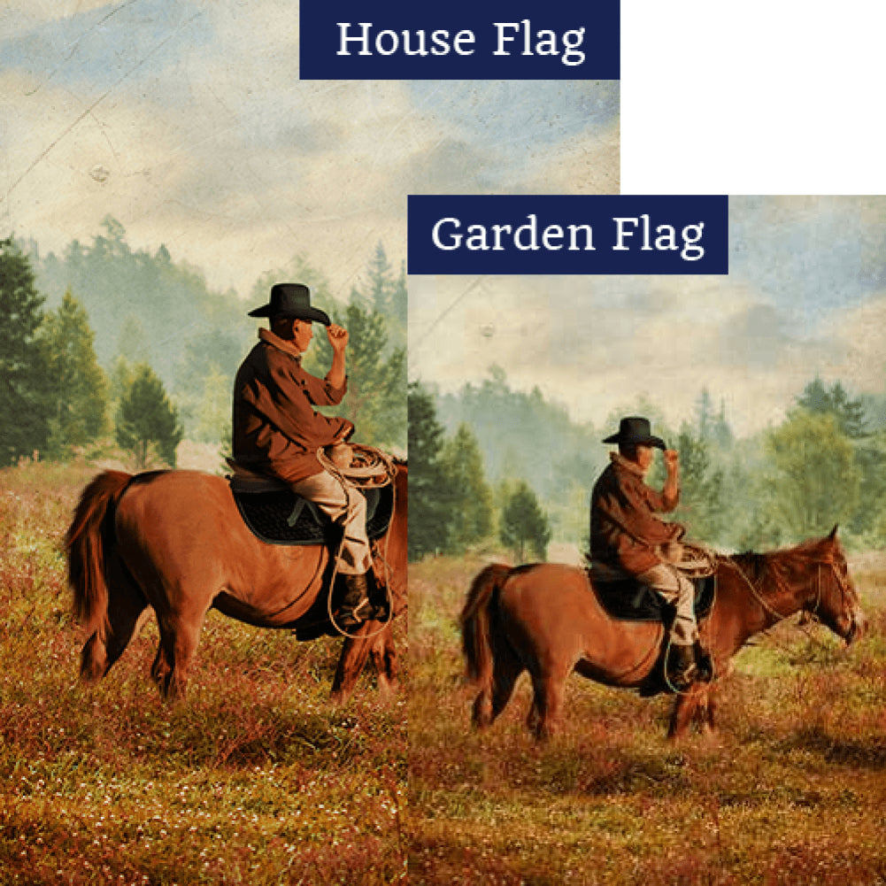 Cowboy And Horse Double Sided Flags Set (2 Pieces)