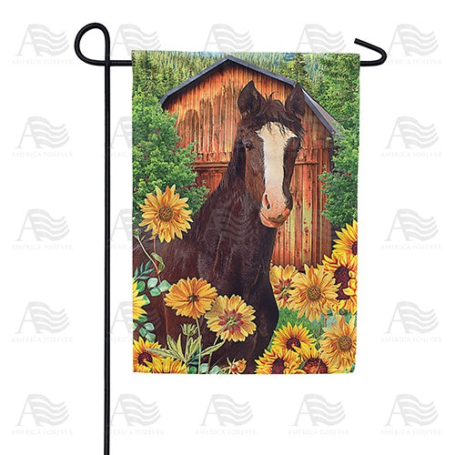 Horse loves Sunflowers Double Sided Garden Flag