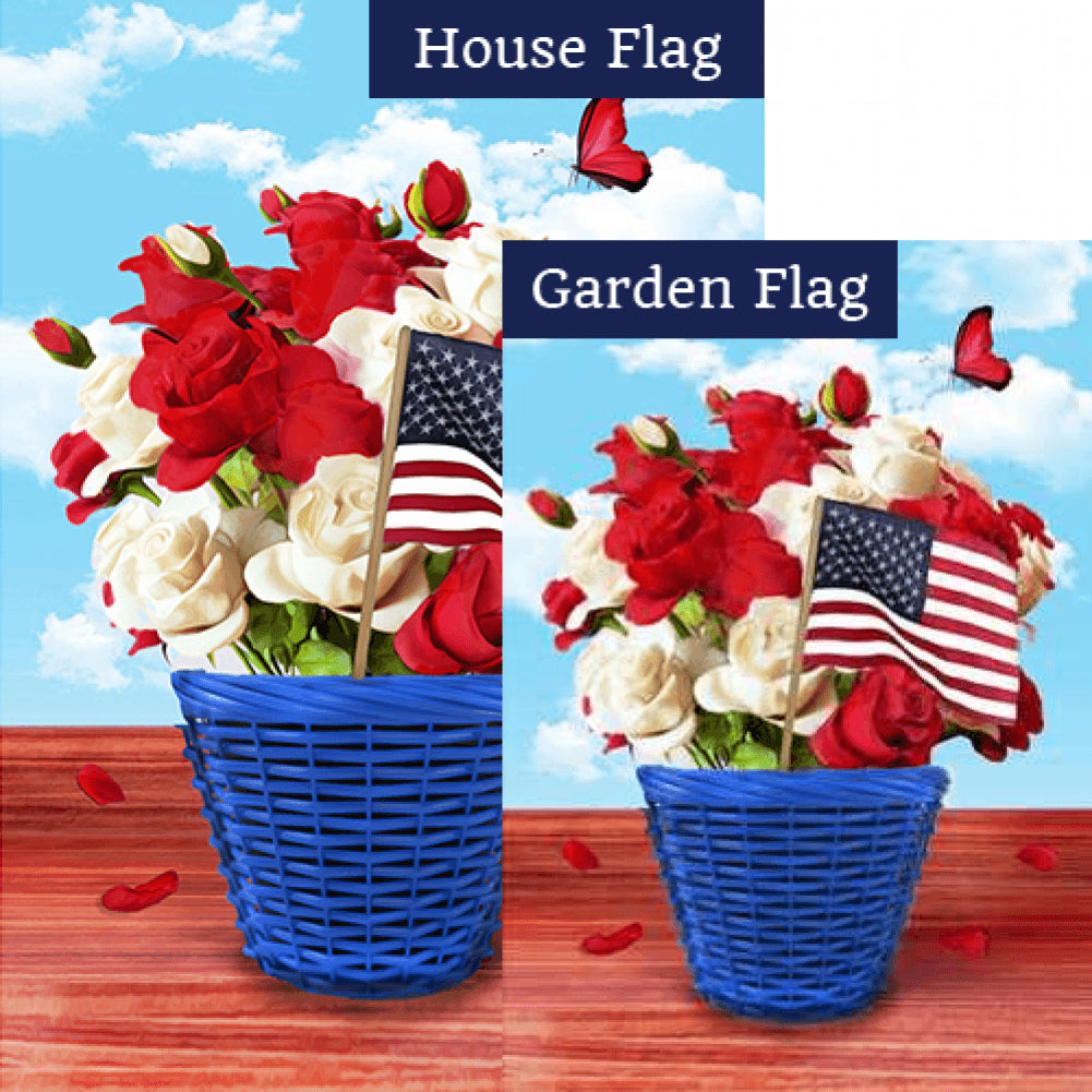 Stars, Stripes And Roses Flags Set (2 Pieces)