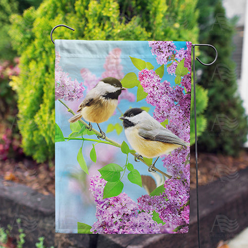 Chickadees and Lilacs Flags Set (2 Pieces)