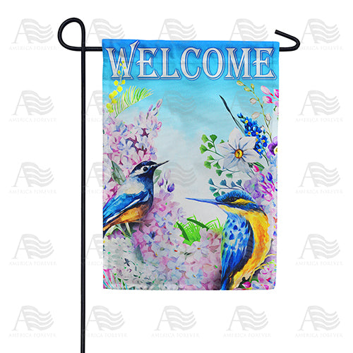 Blue Birds and Flowers Double Sided Garden Flag