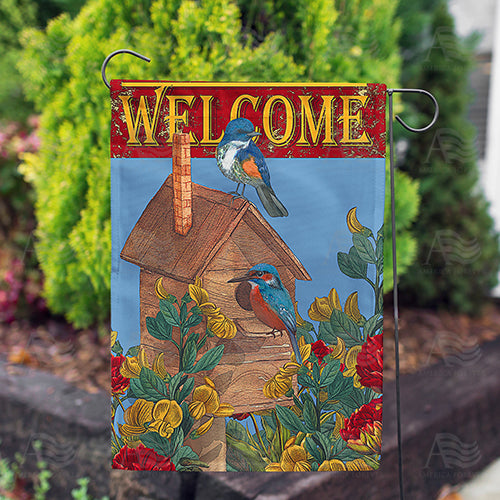 Welcome Bluebird Birdhouse Flags Set (2 Pieces)