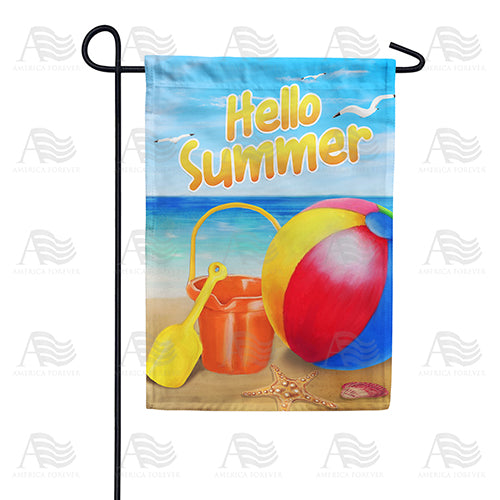 Hello Summer Beach Double Sided Garden Flag