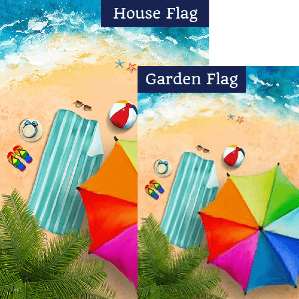 Drone Flying At Beach Flags Set (2 Pieces)