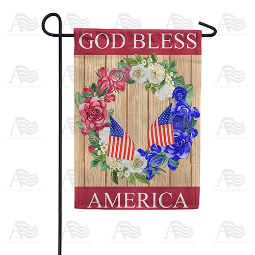 God Bless America Wreath Double Sided Garden Flag