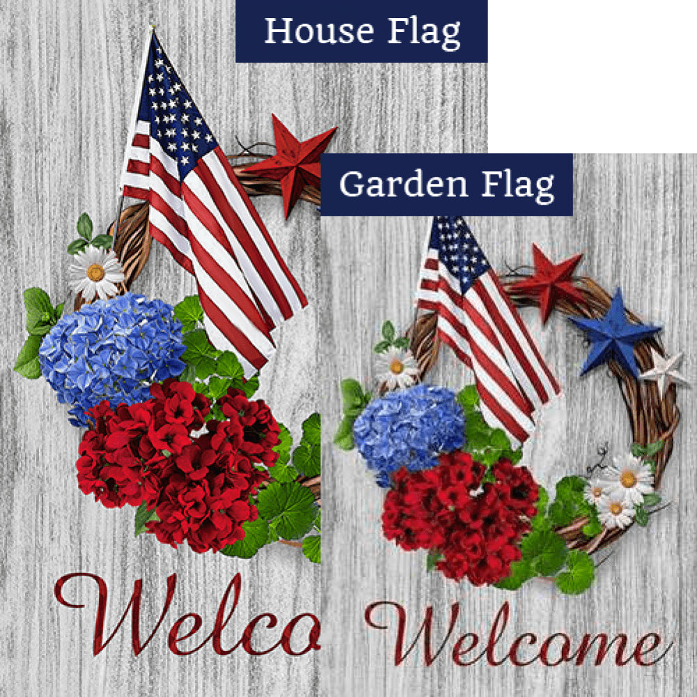 Patriotic Grapevine Wreath Flags Set (2 Pieces)