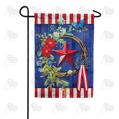 True Blue Patriotic Wreath Double Sided Garden Flag