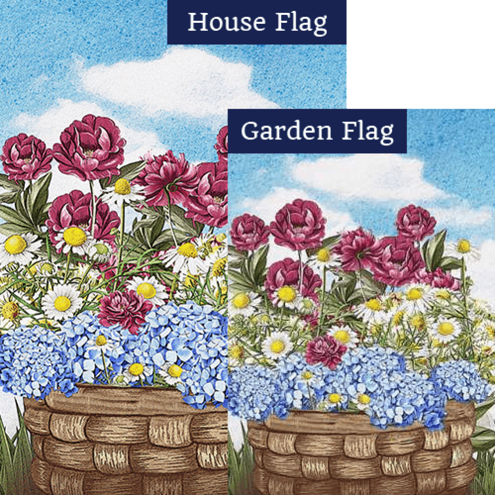 Woven Basket Of Blooms Flags Set (2 Pieces)