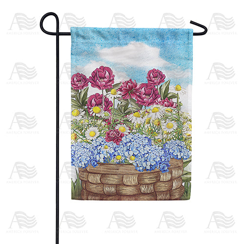 Woven Basket Of Blooms Double Sided Garden Flag