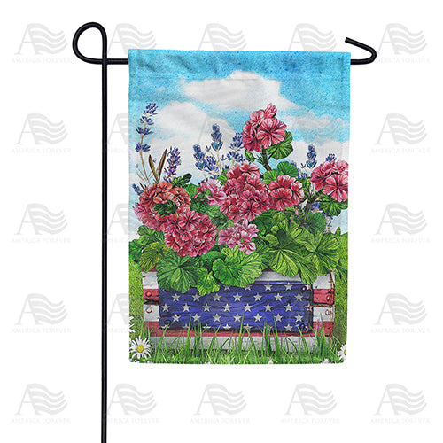 America Forever Patriotic Geraniums Double Sided Garden Flag