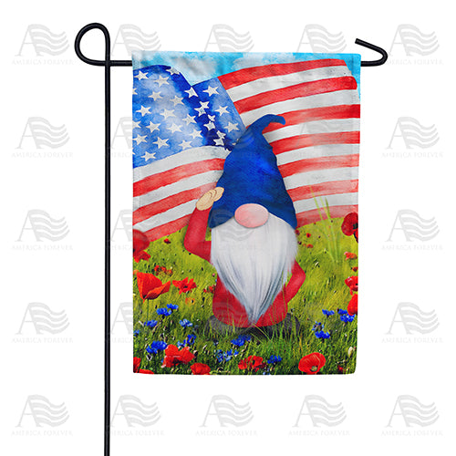 Saluting American Gnome Double Sided Garden Flag