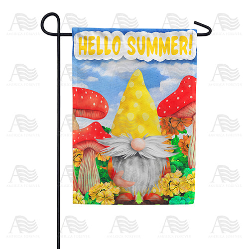 Summer Mushroom Gnome Double Sided Garden Flag