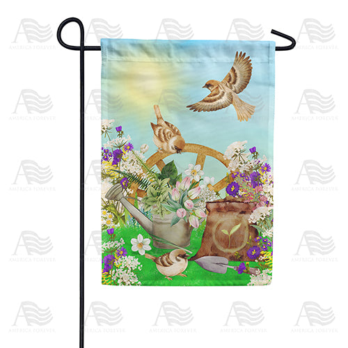 Summer Sparrows Double Sided Garden Flag