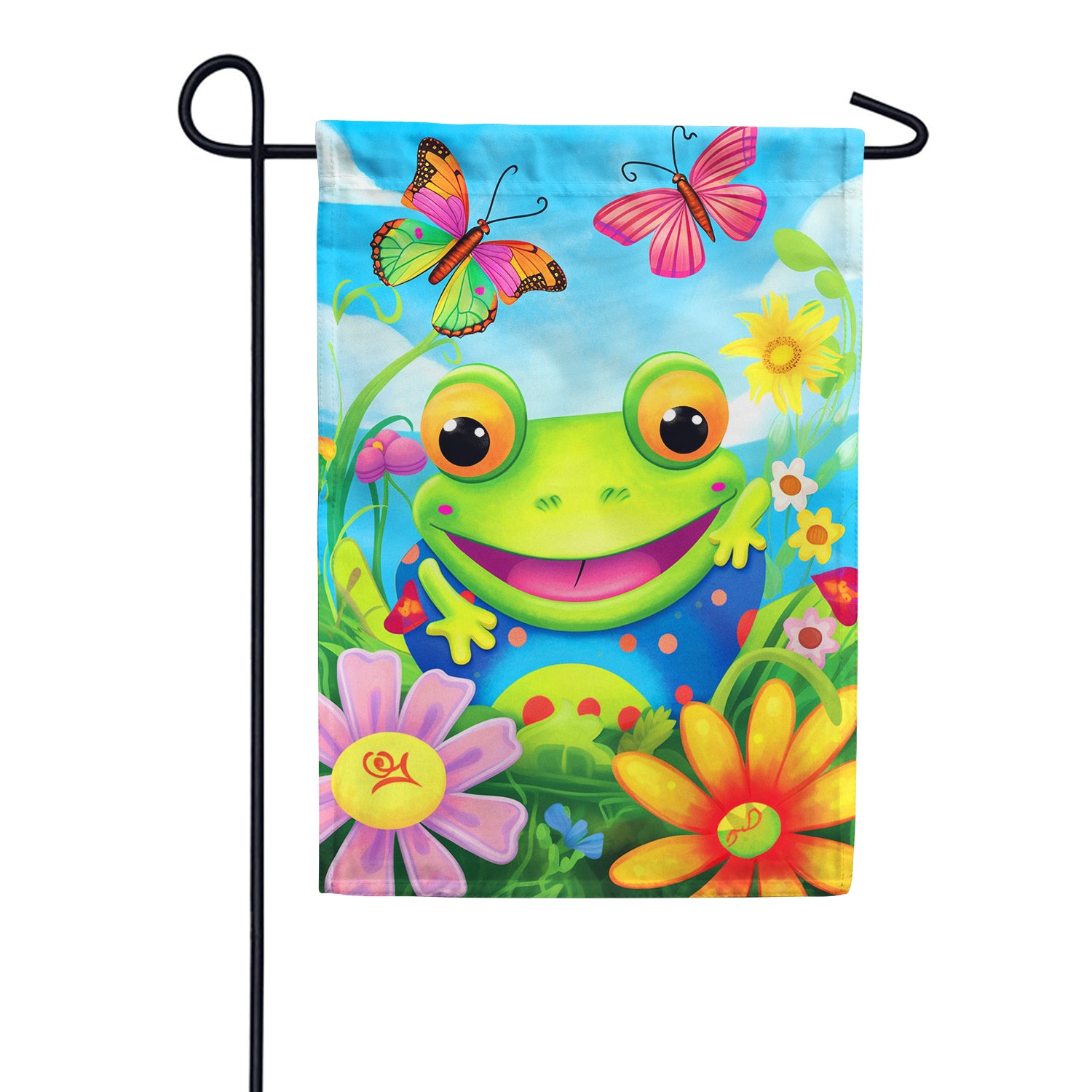 Whimsical Frog Double Sided Garden Flag