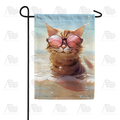 Water Loving Cat Double Sided Garden Flag