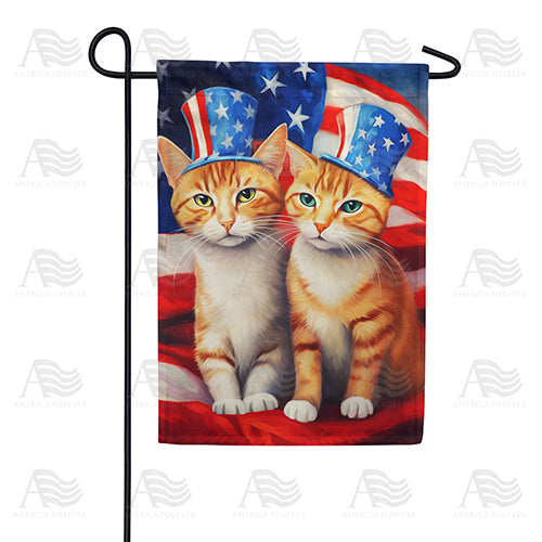 Patriotic Orange Tabbies Double Sided Garden Flag