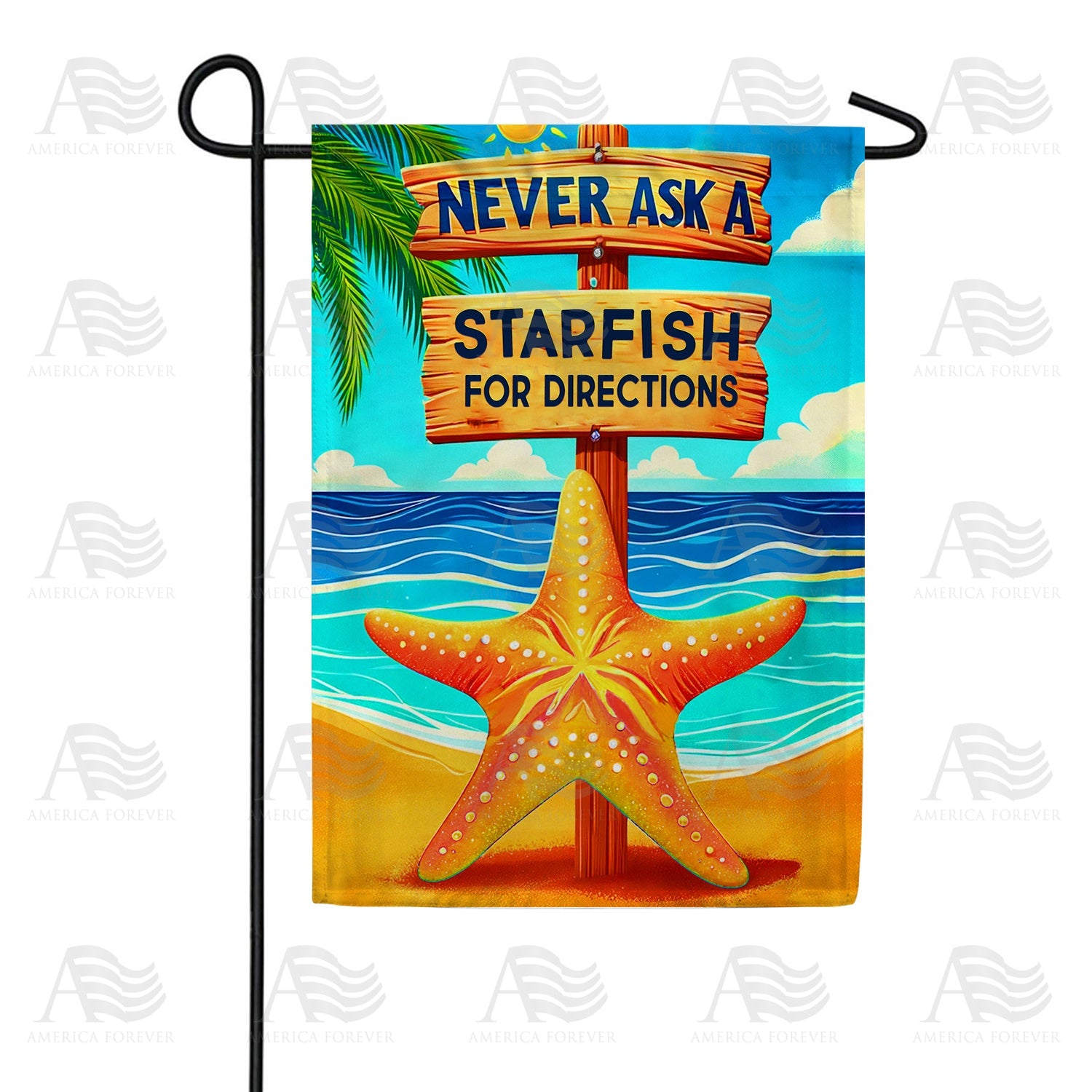 Comical Starfish Beach Advice Double Sided Garden Flag