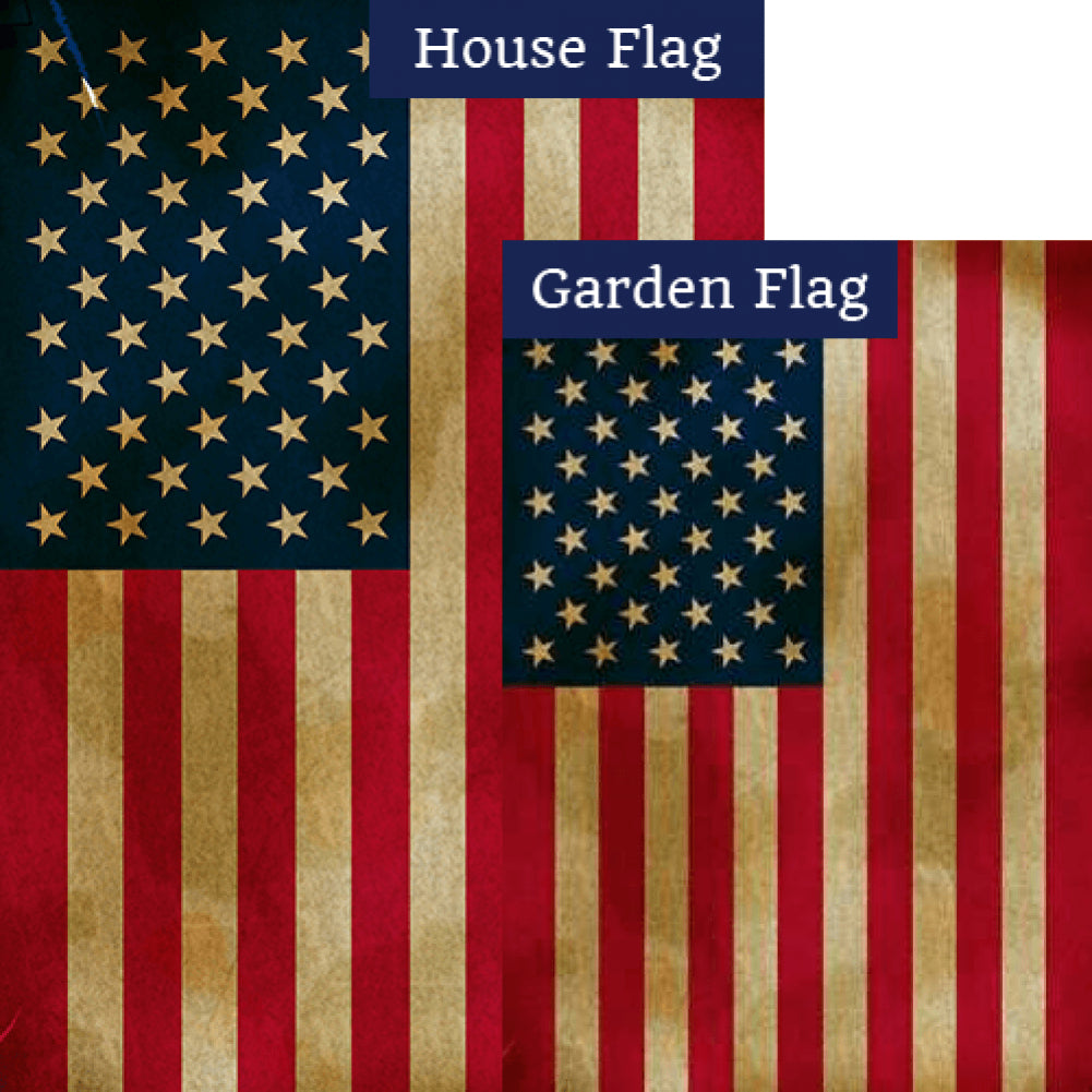 Tea-Stained USA Double Sided Flags Set (2 Pieces)