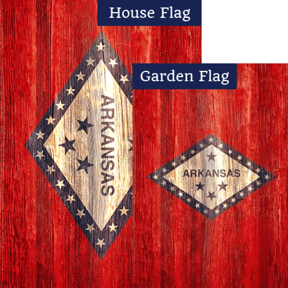 Arkansas State Wood-Style Double Sided Flags Set (2 Pieces)