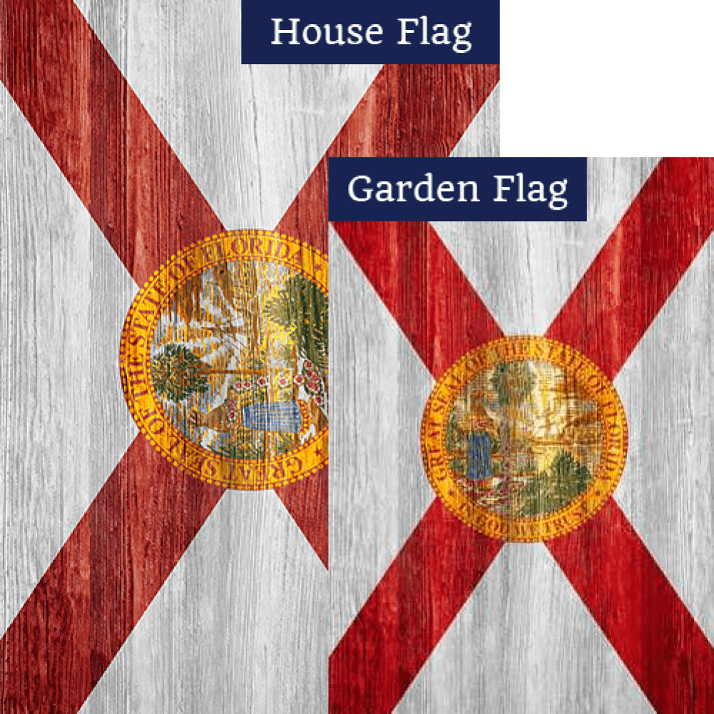 Florida State Wood-Style Double Sided Flags Set (2 Pieces)