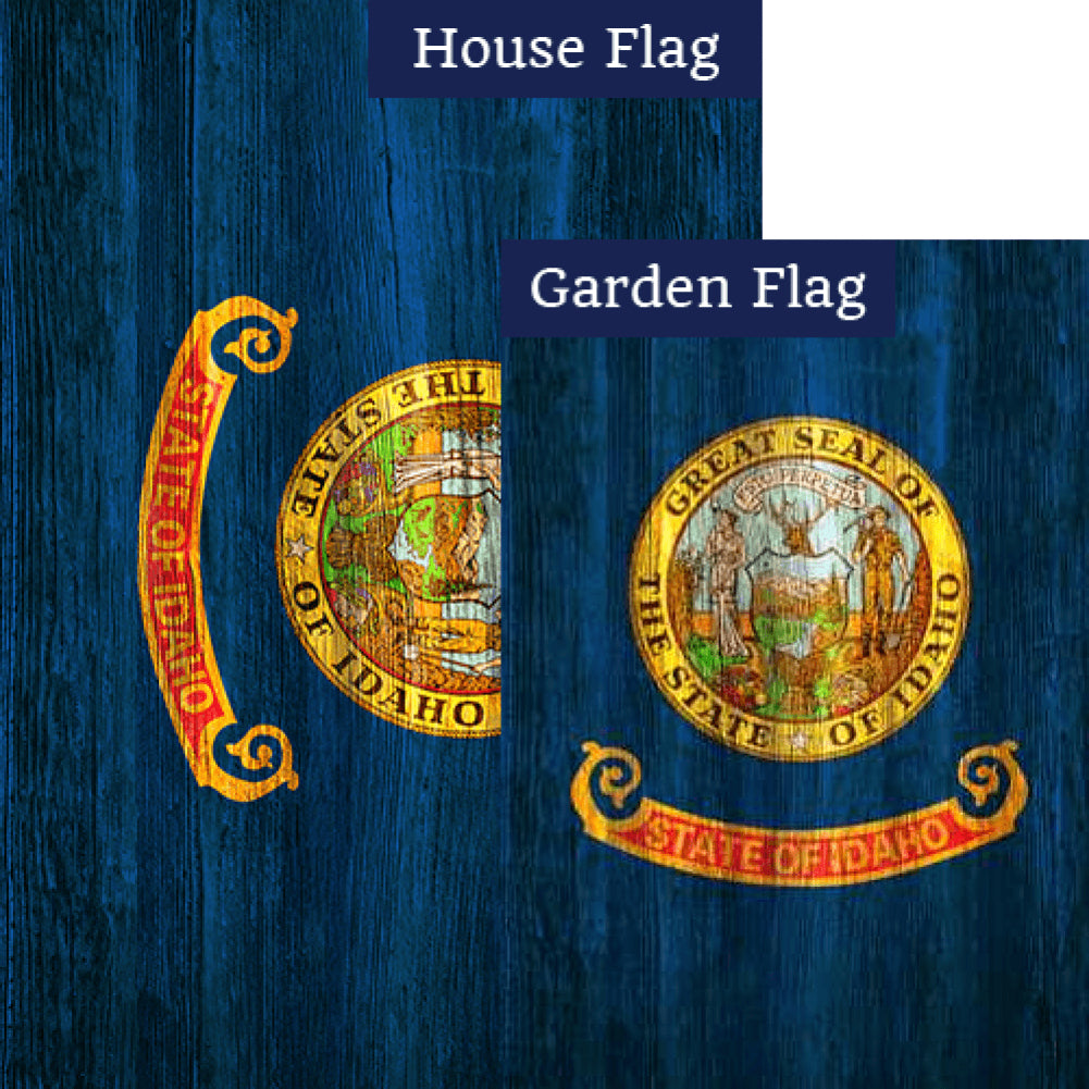 Idaho State Wood-Style Double Sided Flags Set (2 Pieces)