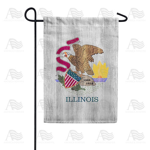 Illinois State Wood-Style Double Sided Garden Flag